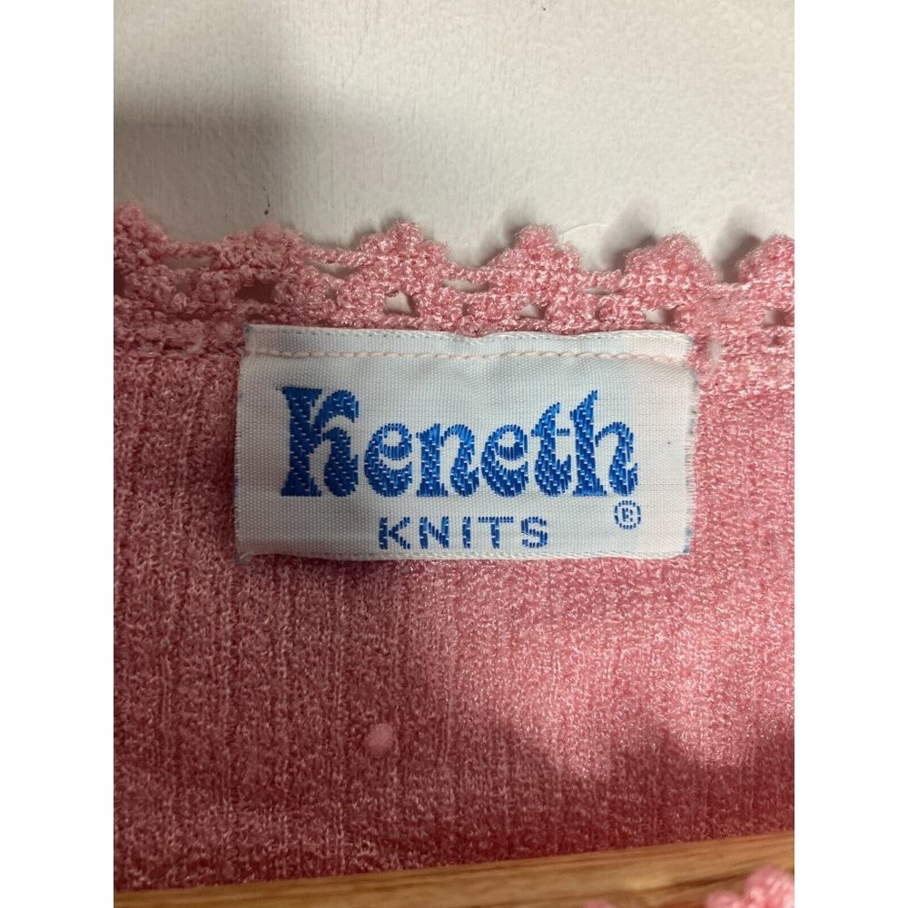 Vintage 70's Women's Medium Small Keneth Knits Pink Top Shirt - Picture 6 of 9